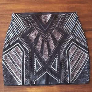 Black and silver sequin Express mini skirt